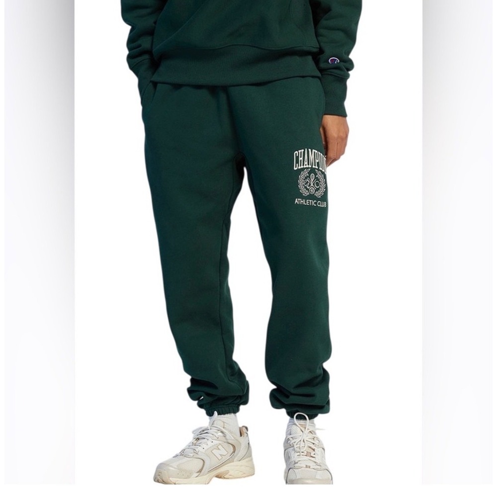 Champion Sweatpants Mens Forest Green Athletic Joggers Reverse Weave Embroidered